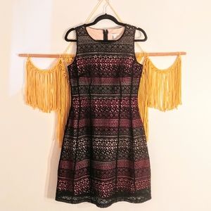 Black lace and pink dress